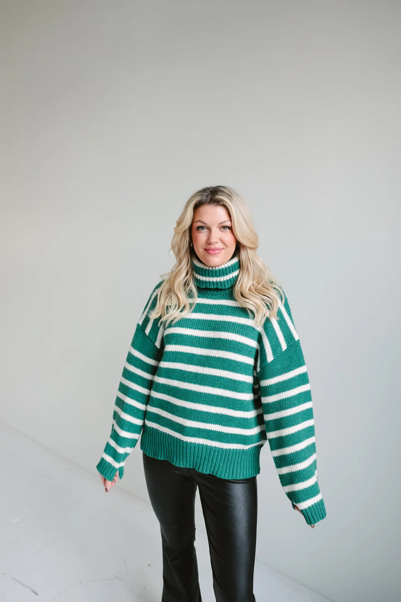 Striped Turtleneck Sweater-Final Sale