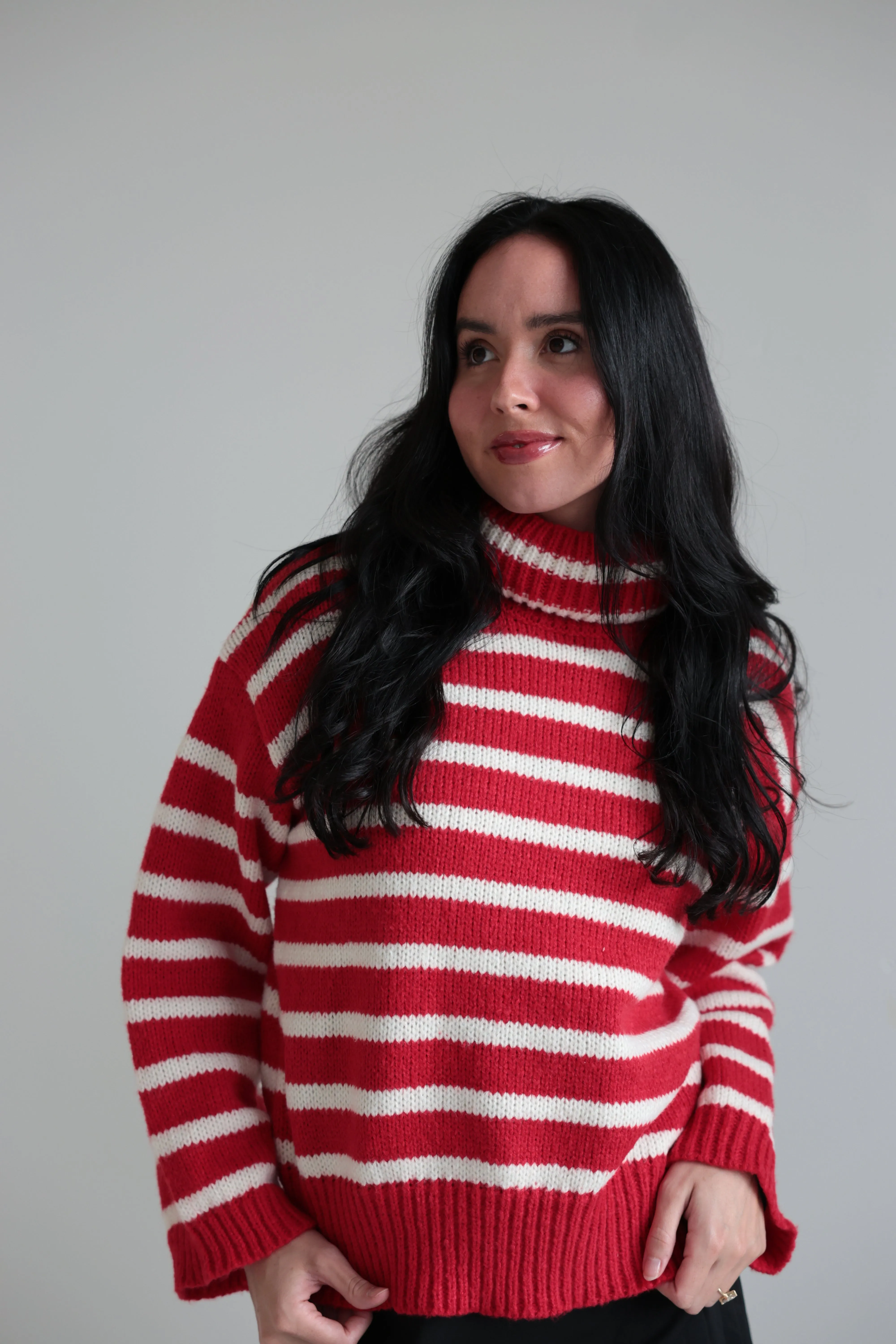 Striped Turtleneck Sweater-Final Sale