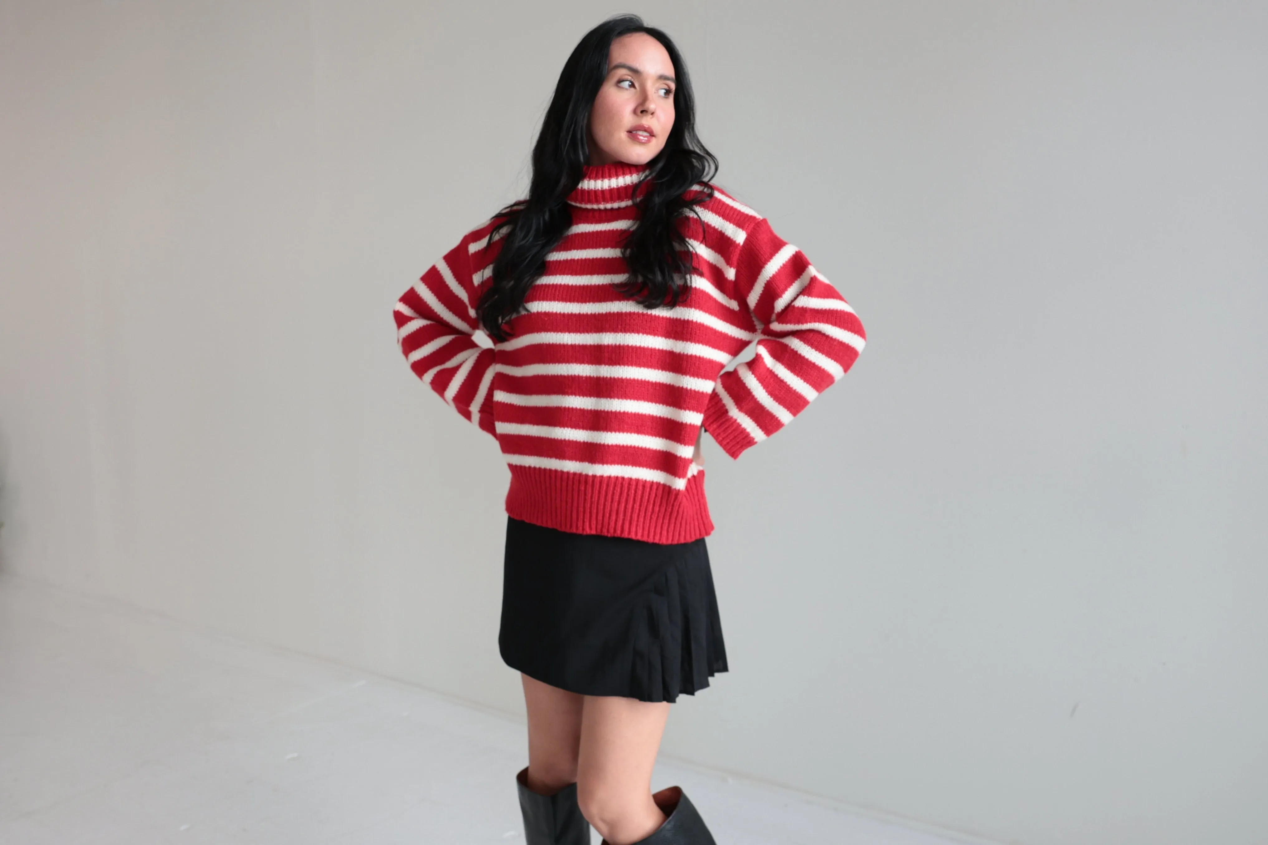 Striped Turtleneck Sweater-Final Sale