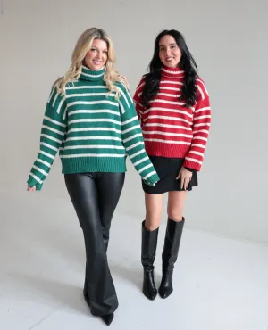 Striped Turtleneck Sweater-Final Sale