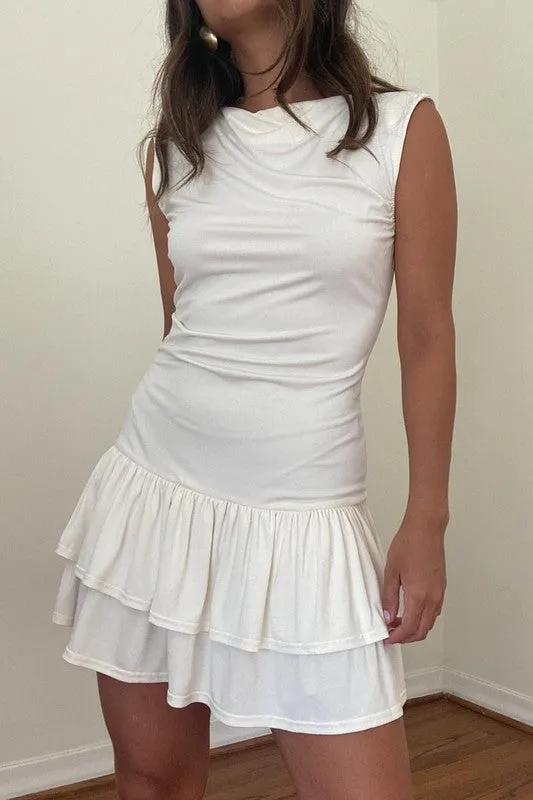 Susy white ruched Skirt Dress