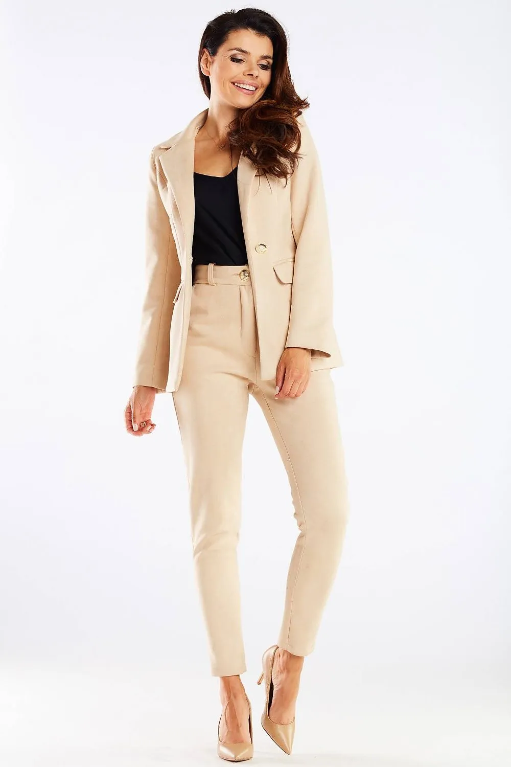Tailored High-Waist Cigarette Trousers