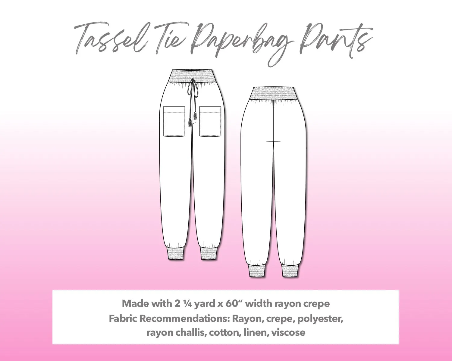 Tassel Tie Paperbag Pants Sewing Pattern