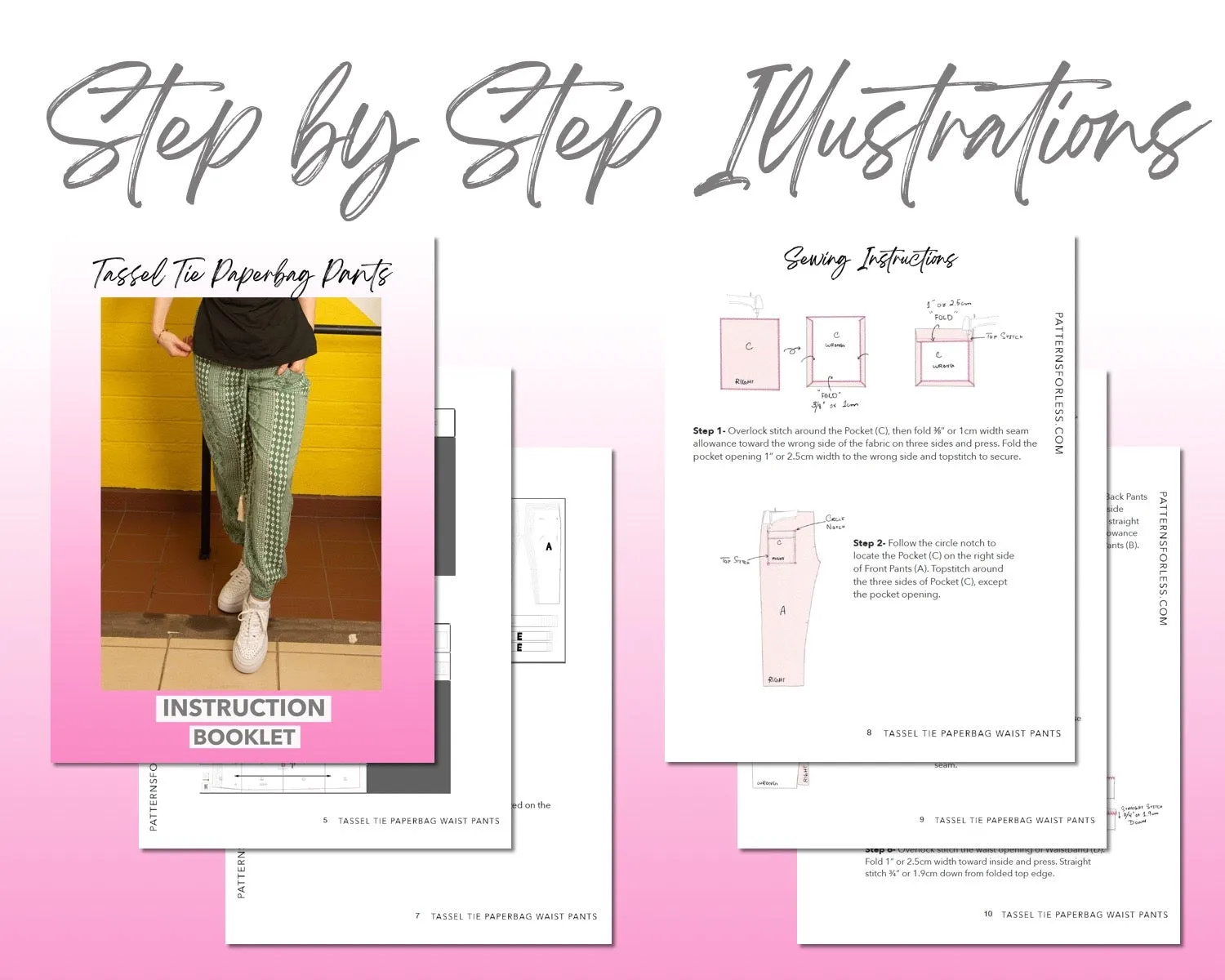 Tassel Tie Paperbag Pants Sewing Pattern