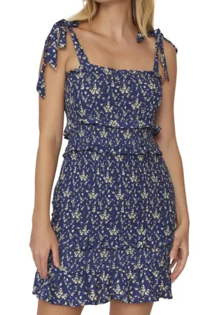 Taylorville Tie-Strap Smocked Mini Dress