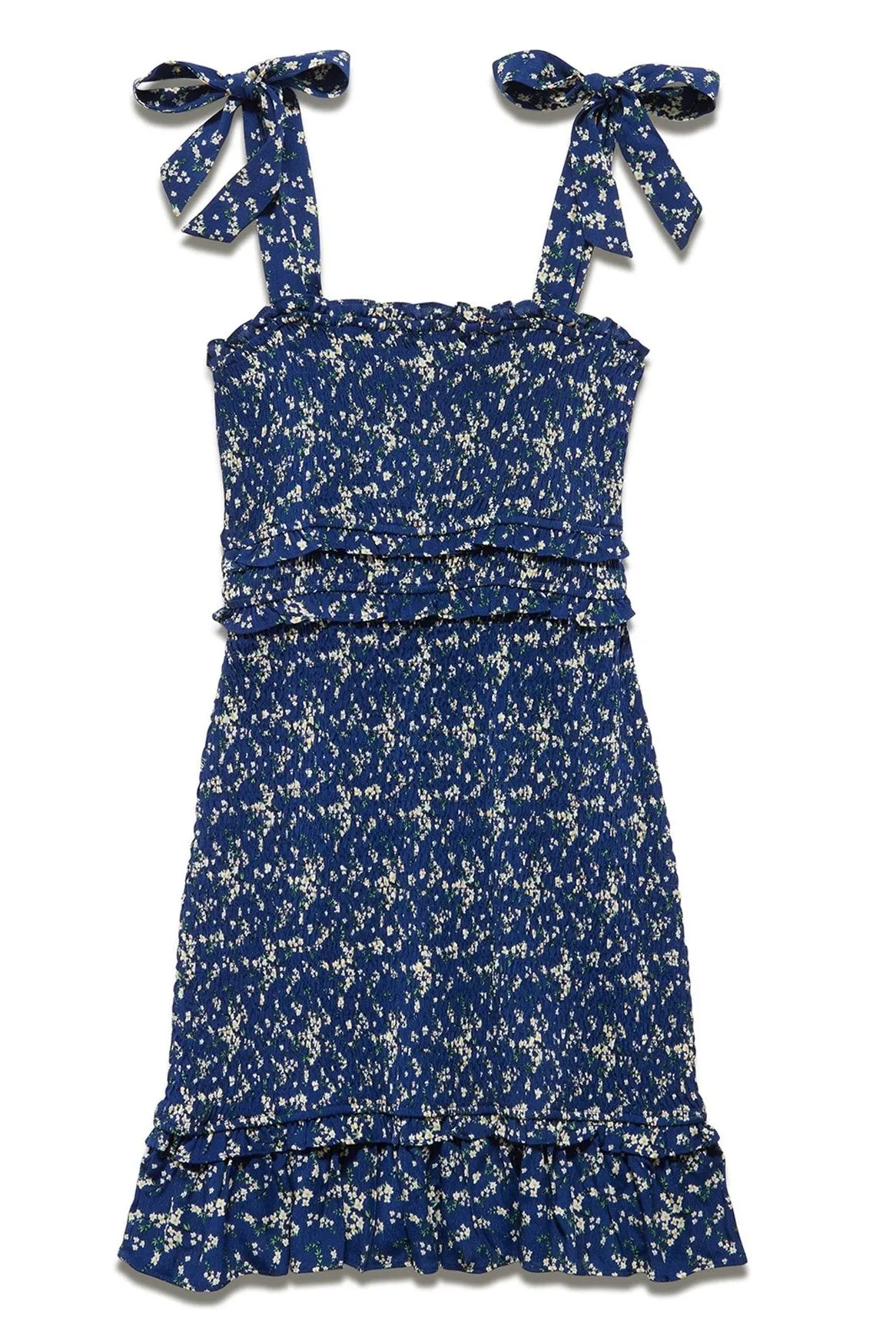 Taylorville Tie-Strap Smocked Mini Dress