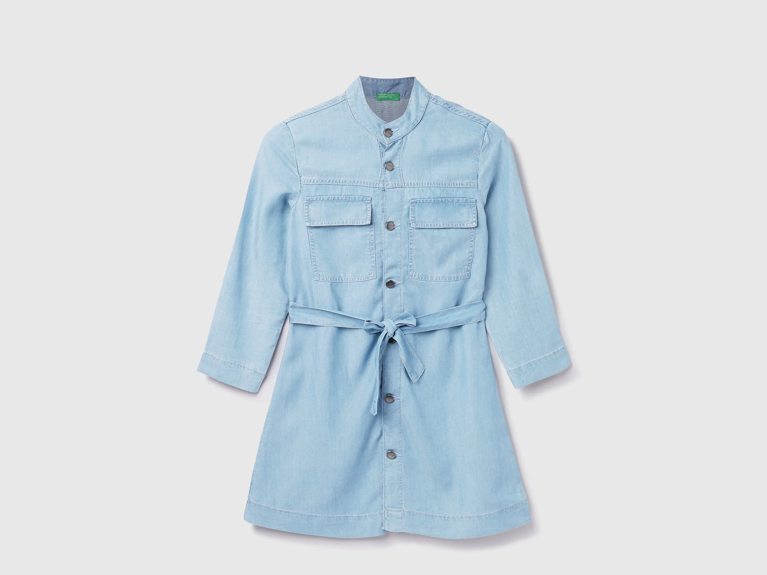 Tencel Solid Mandarin Collar Women Dresses