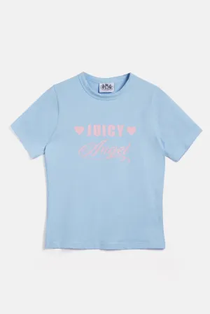 THE ICONS | POWDER BLUE 'JUICY ANGEL' FITTED TEE