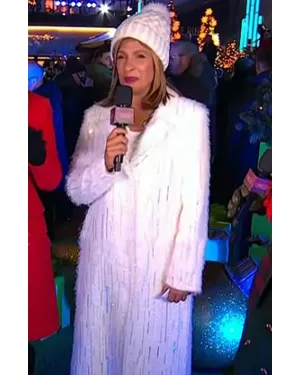 The Today Show 2024 Hoda Kotb White Embellished Coat