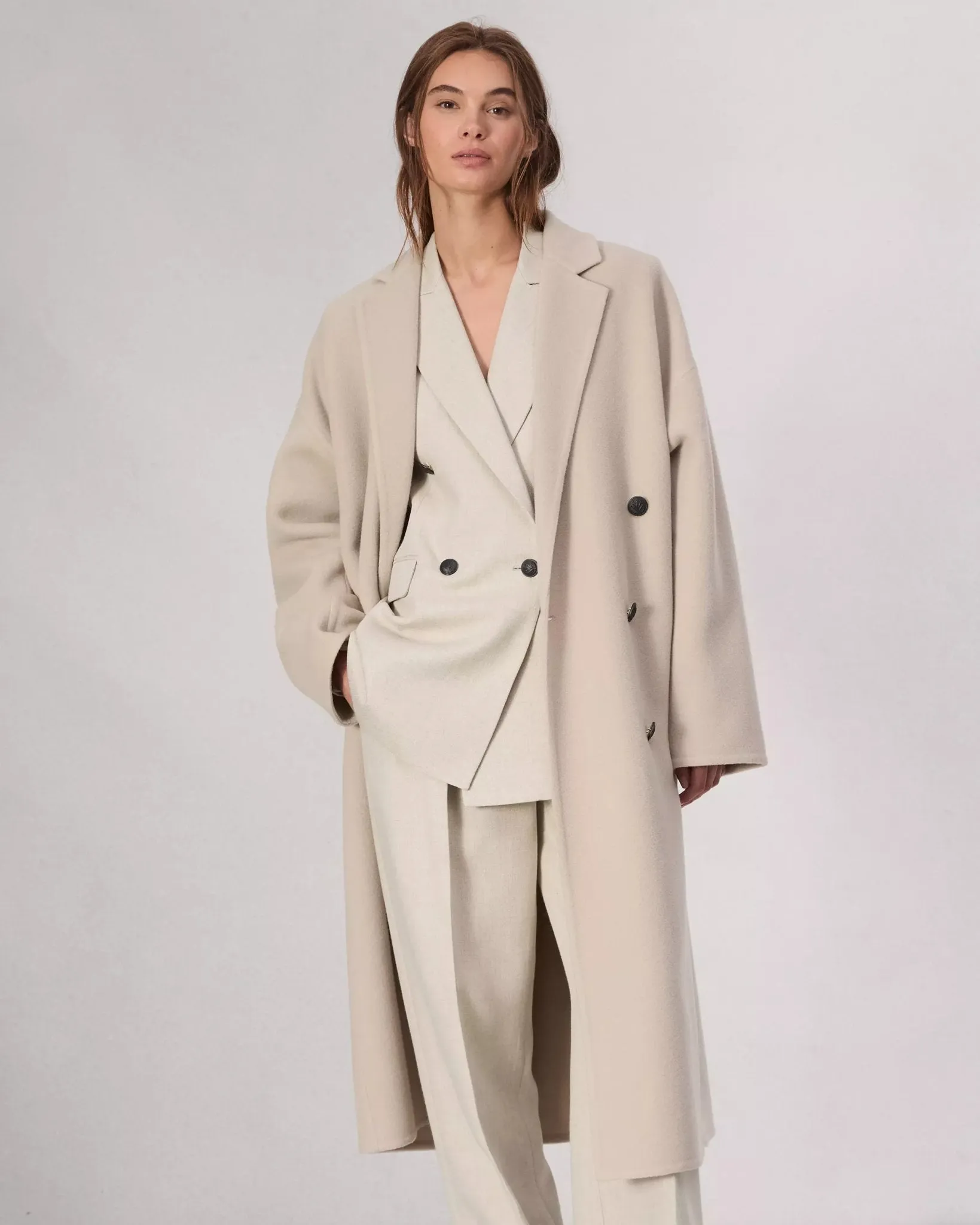 Thea Wool-Blend Coat in Oatmeal