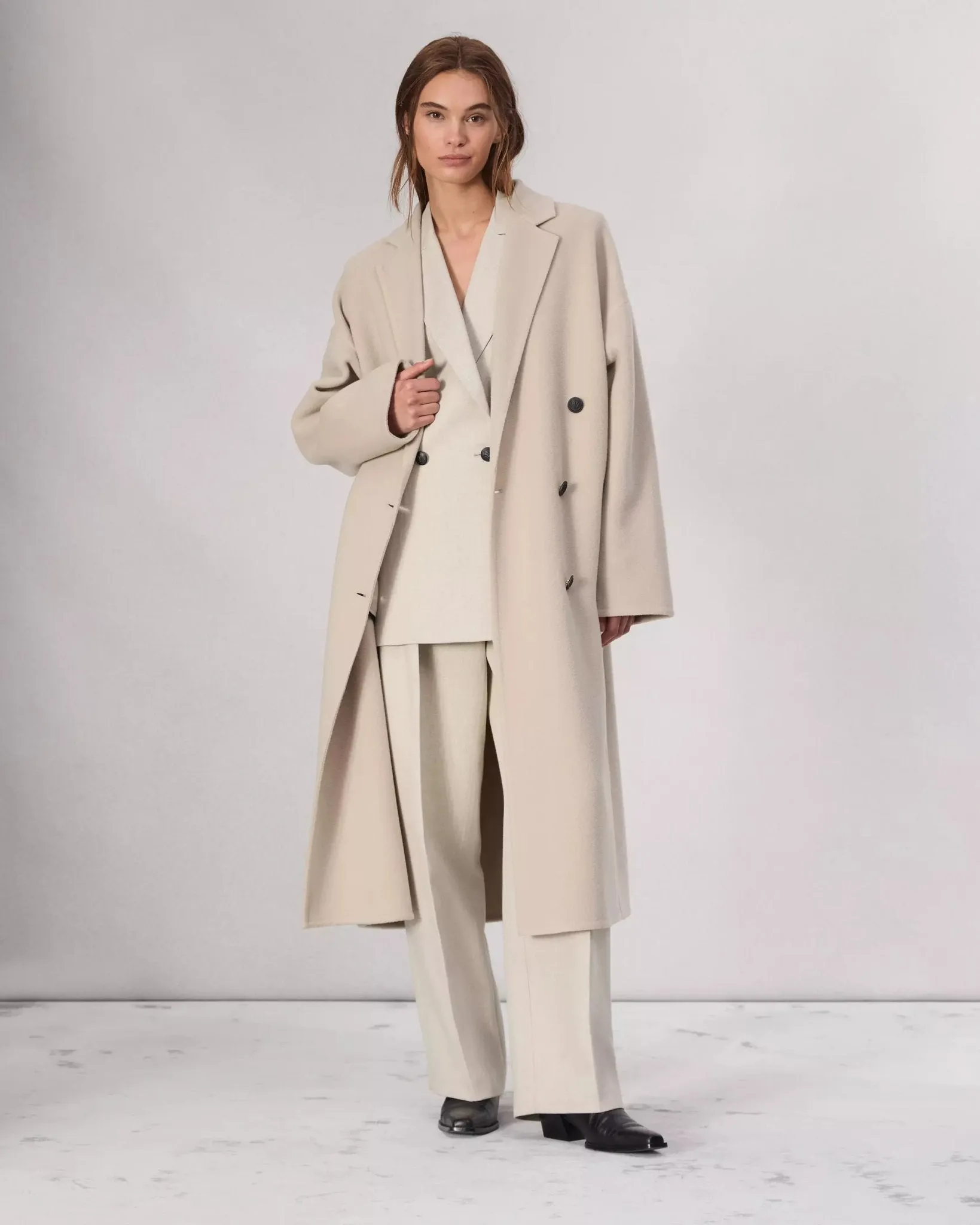 Thea Wool-Blend Coat in Oatmeal