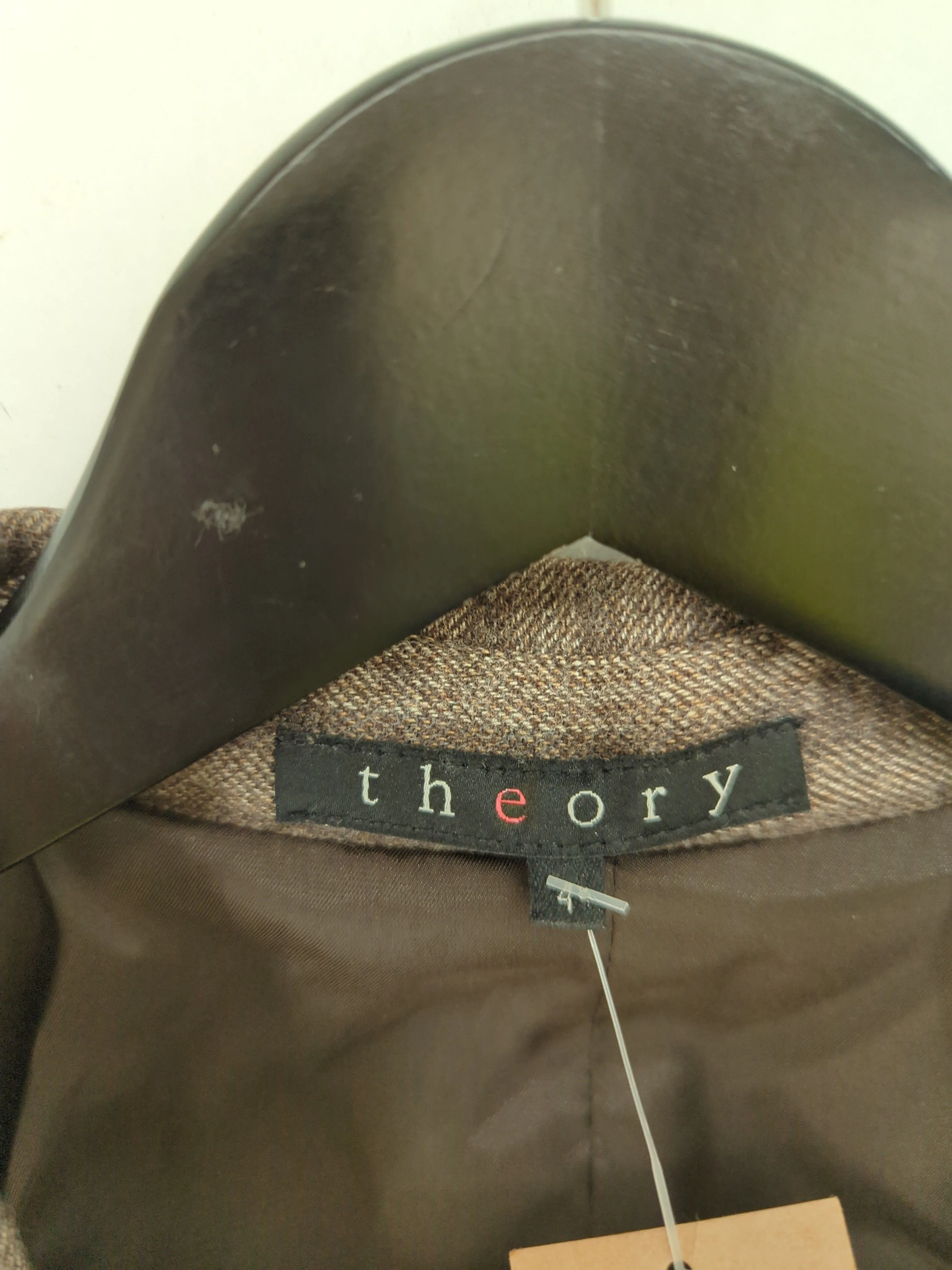 Theory Women's Blazer XS Brown Wool with Other, Polyamide