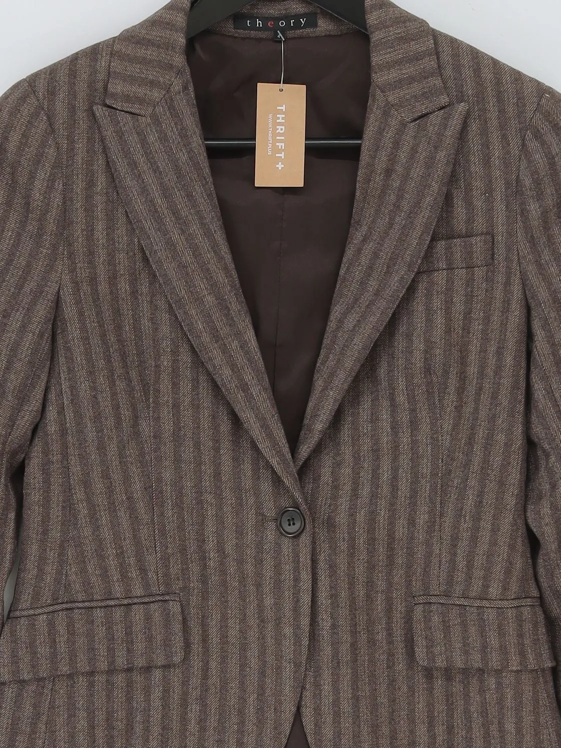 Theory Women's Blazer XS Brown Wool with Other, Polyamide