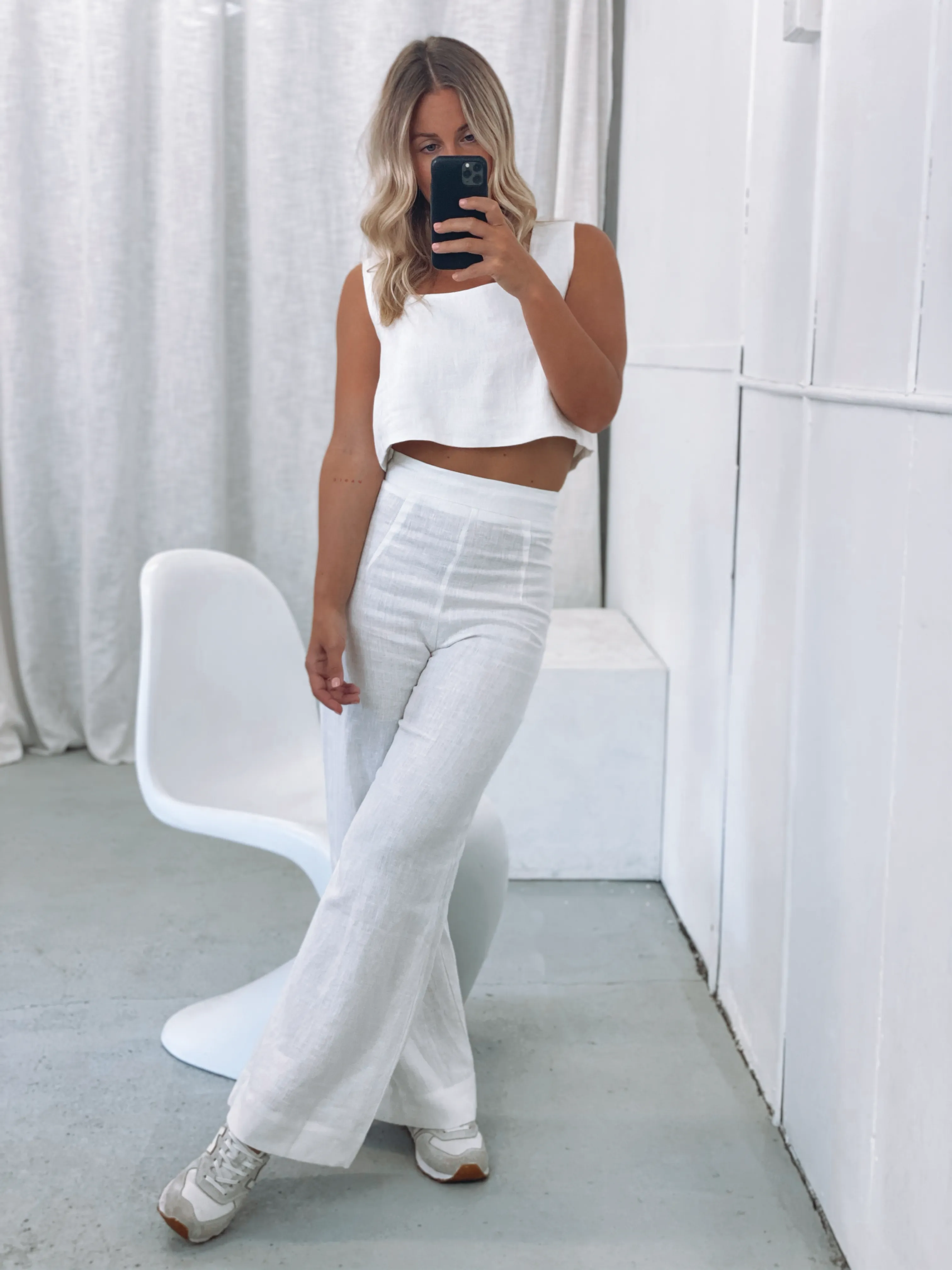 Tia Linen Pant White