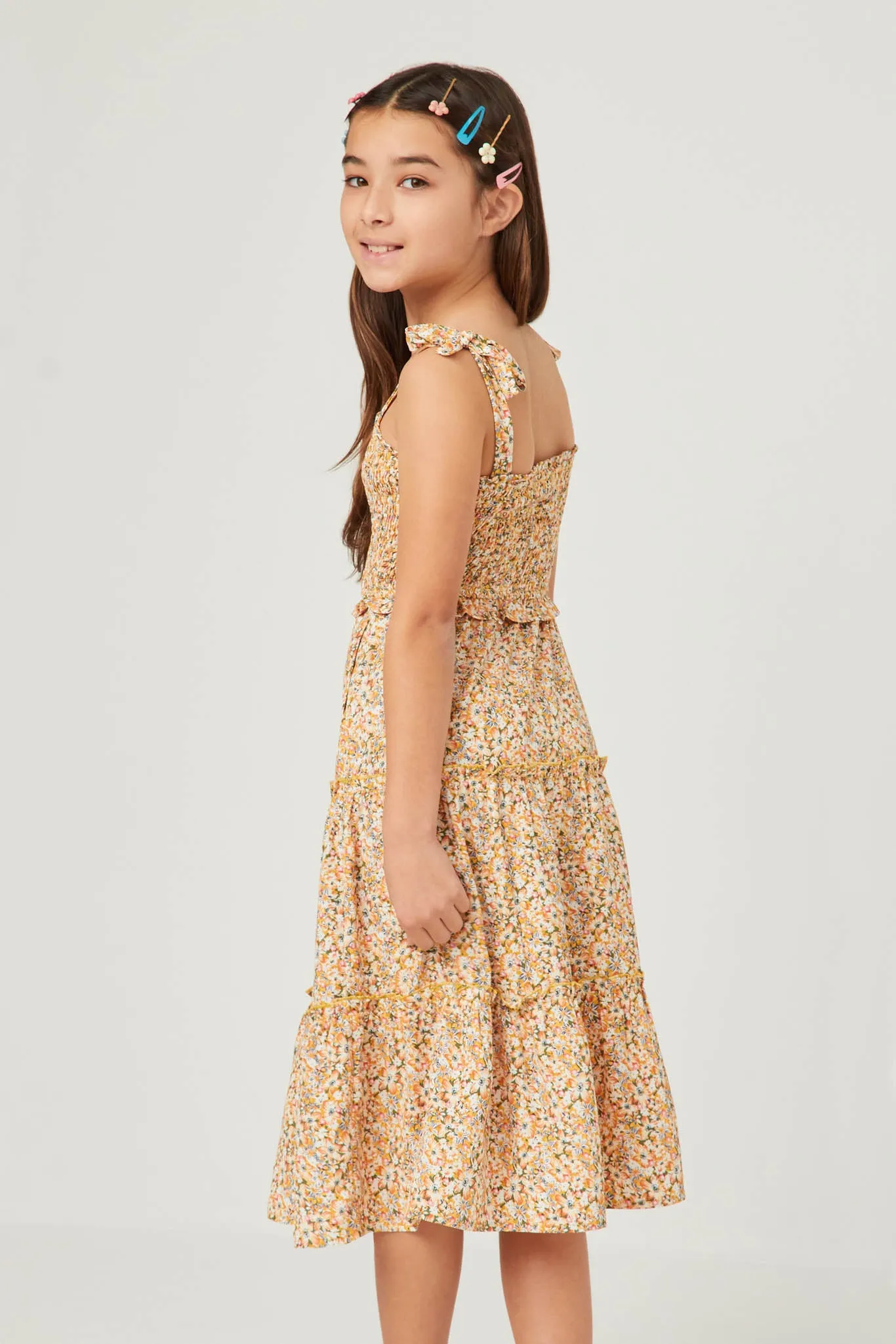 Tie Shoulder Ruffled Tiered Dress
