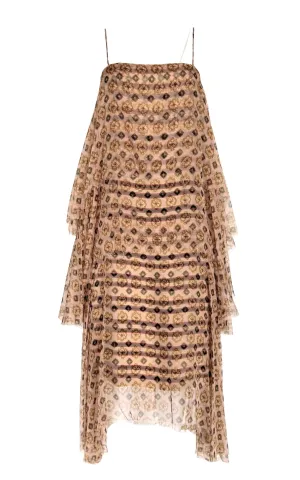 Tiered Chiffon Slip Silk Dress