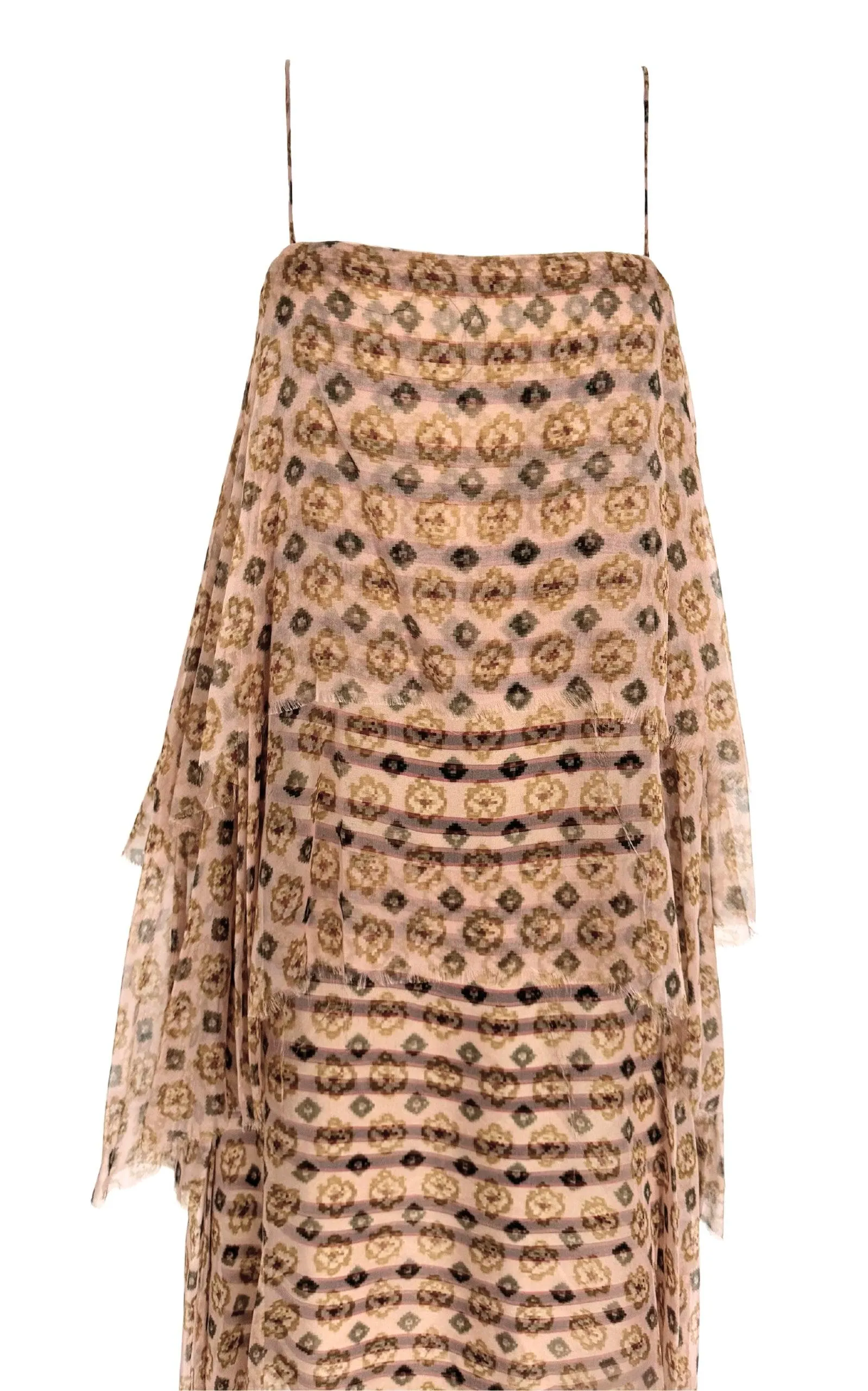 Tiered Chiffon Slip Silk Dress