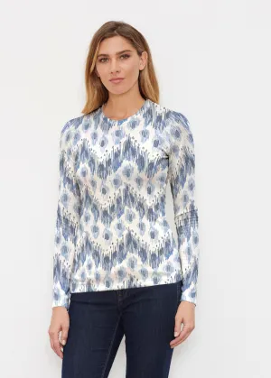 Tonal Waves Blue (7804) ~ Butterknit Long Sleeve Crew Top