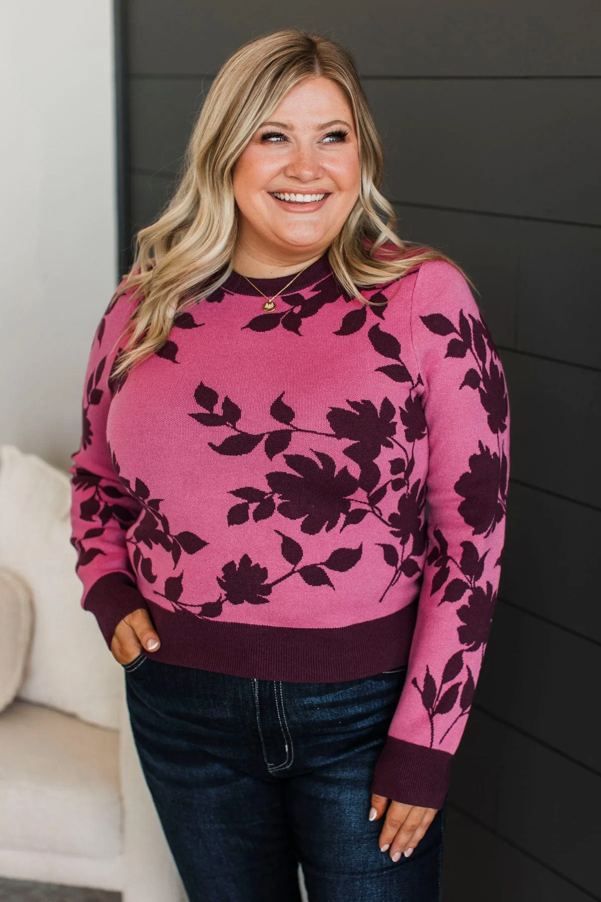 Truly Impressive Floral Sweater- Berry & Burgundy