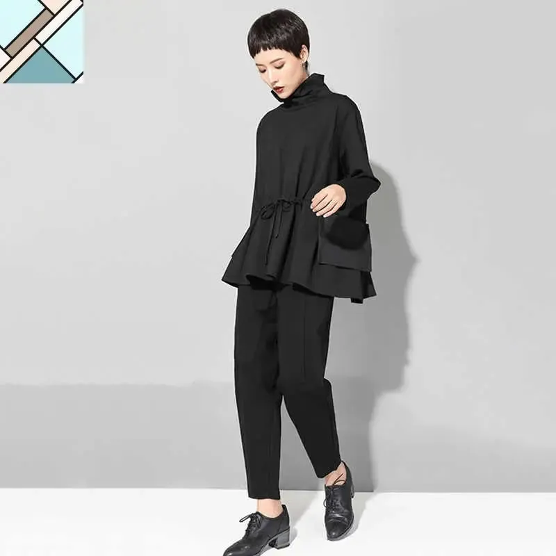 Tsyua Drawstring Turtleneck Sweatshirt by Marigold Shadows
