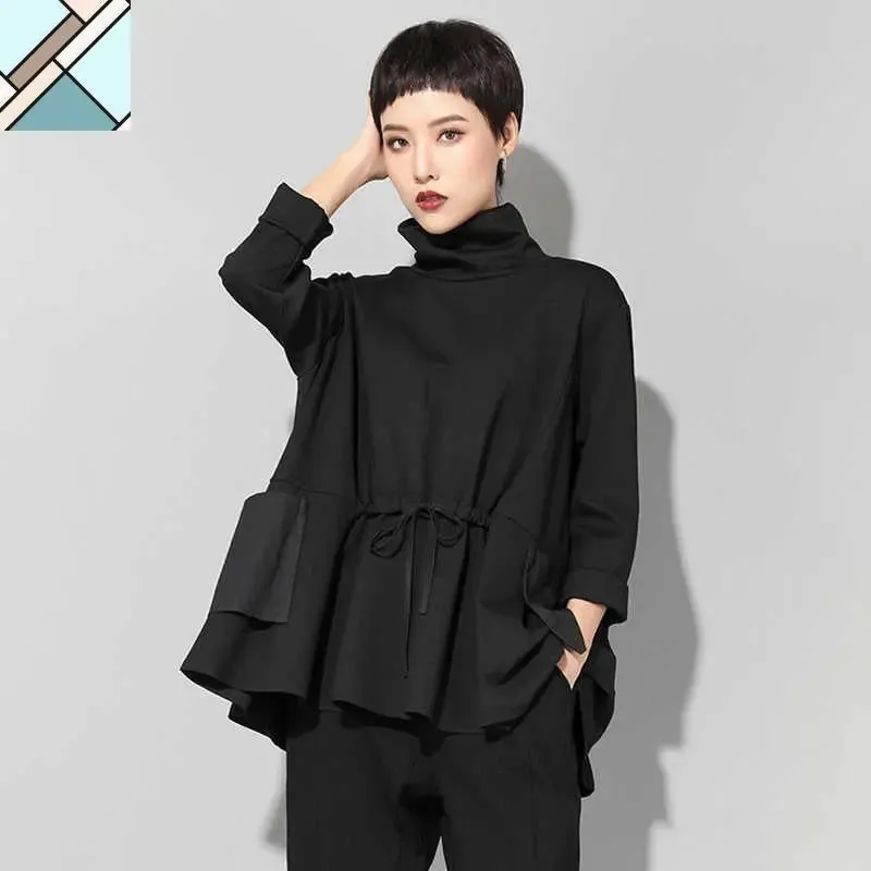 Tsyua Drawstring Turtleneck Sweatshirt by Marigold Shadows