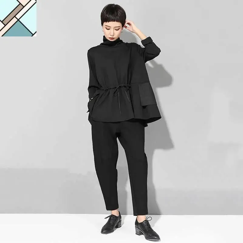 Tsyua Drawstring Turtleneck Sweatshirt by Marigold Shadows