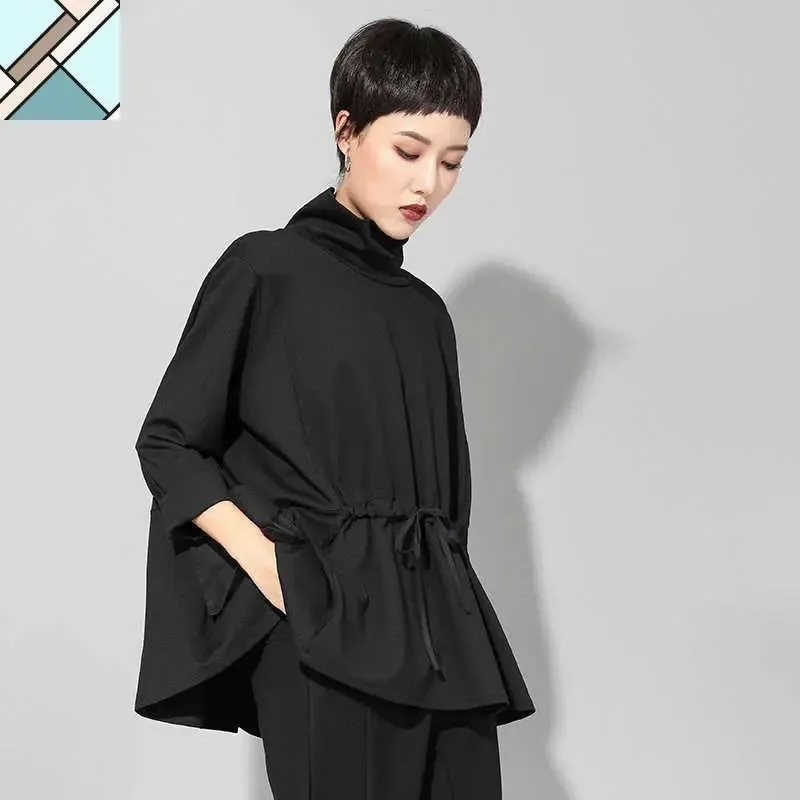 Tsyua Drawstring Turtleneck Sweatshirt by Marigold Shadows