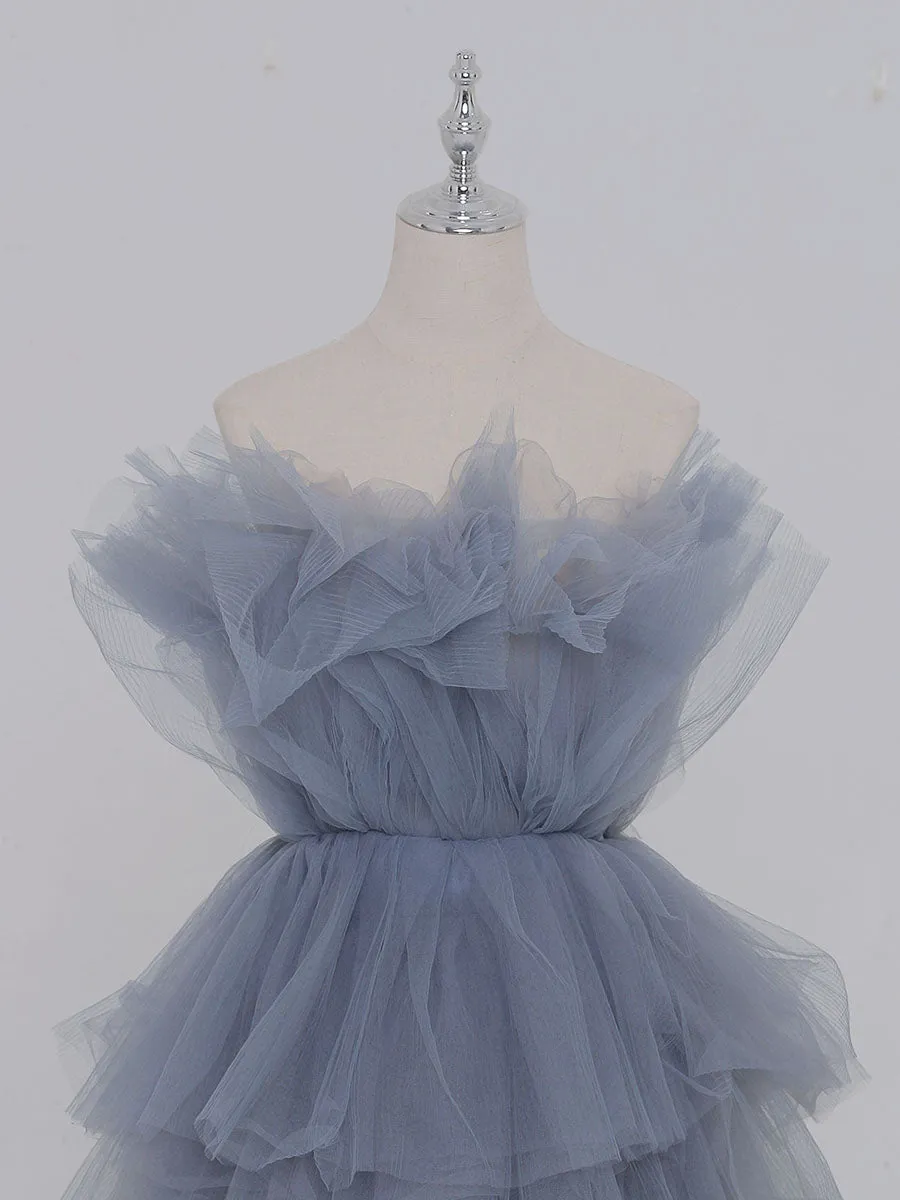 Tulle Dress for Photo Shoot Ruffled Strapless Colored Wedding Dresses YW231120