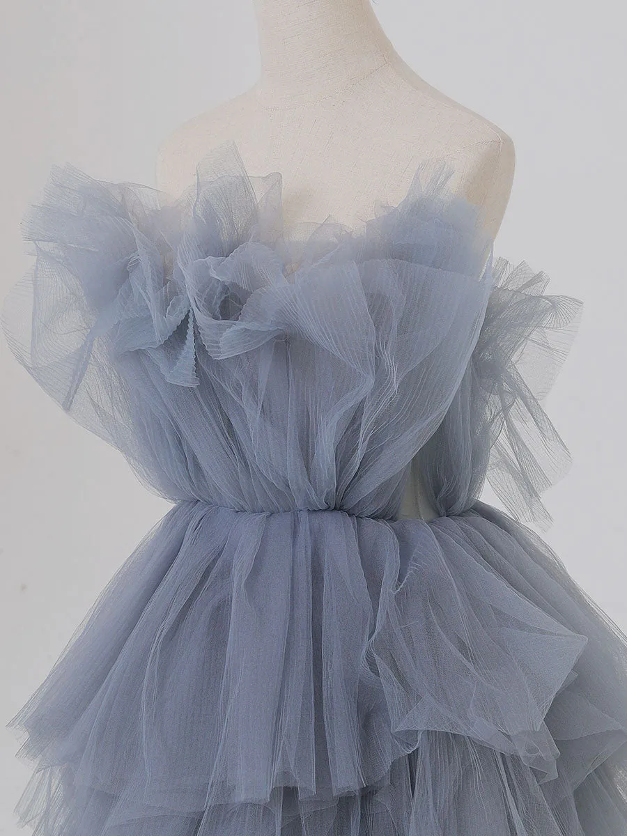 Tulle Dress for Photo Shoot Ruffled Strapless Colored Wedding Dresses YW231120