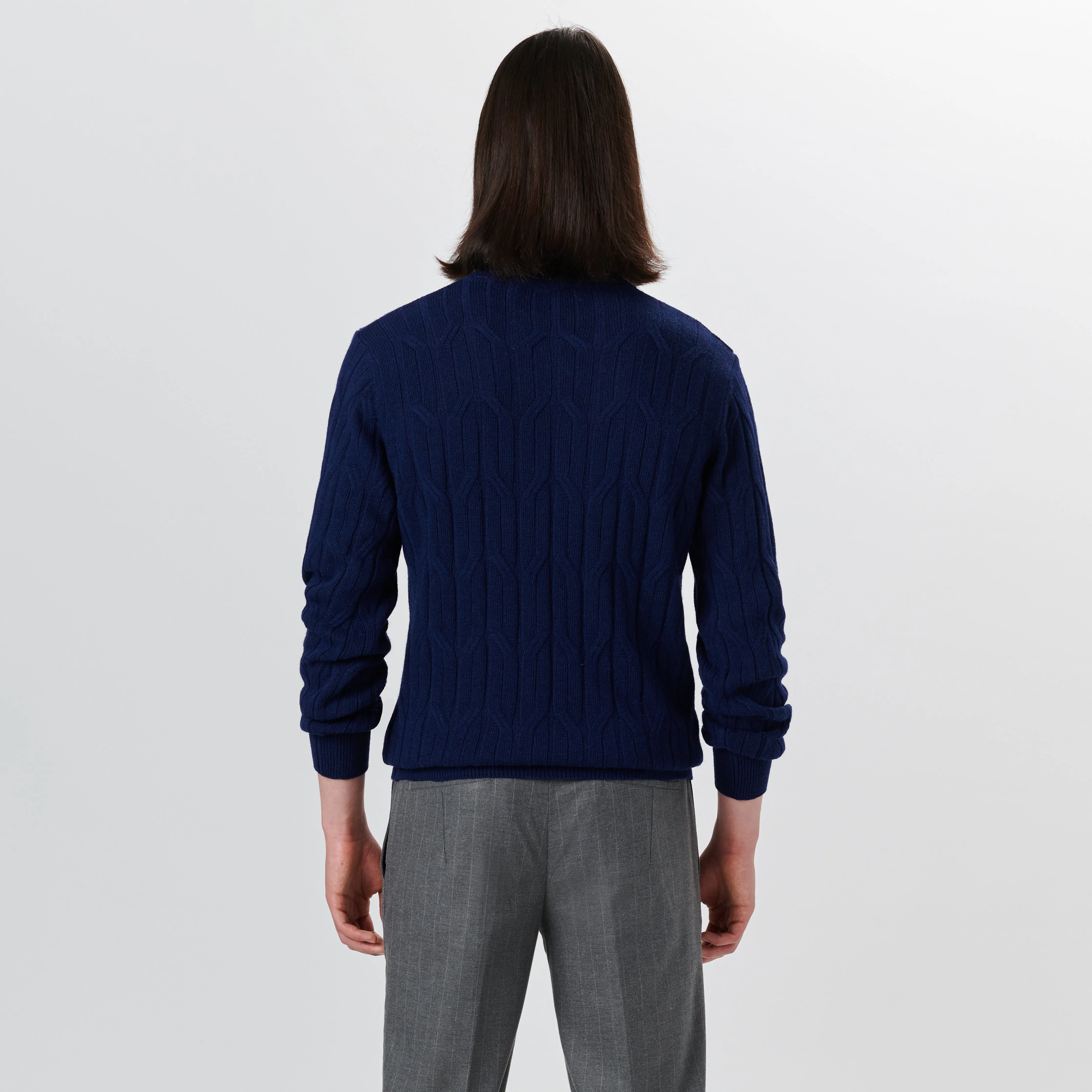 Turtle Neck Cable Jacquard Sweater
