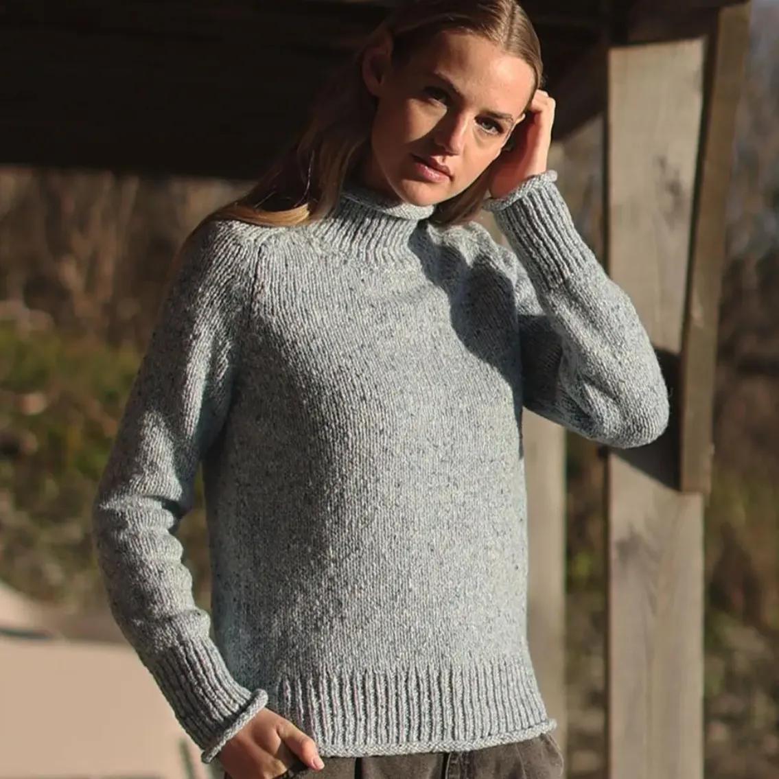 Turtle Neck Jumper - Blue Mist