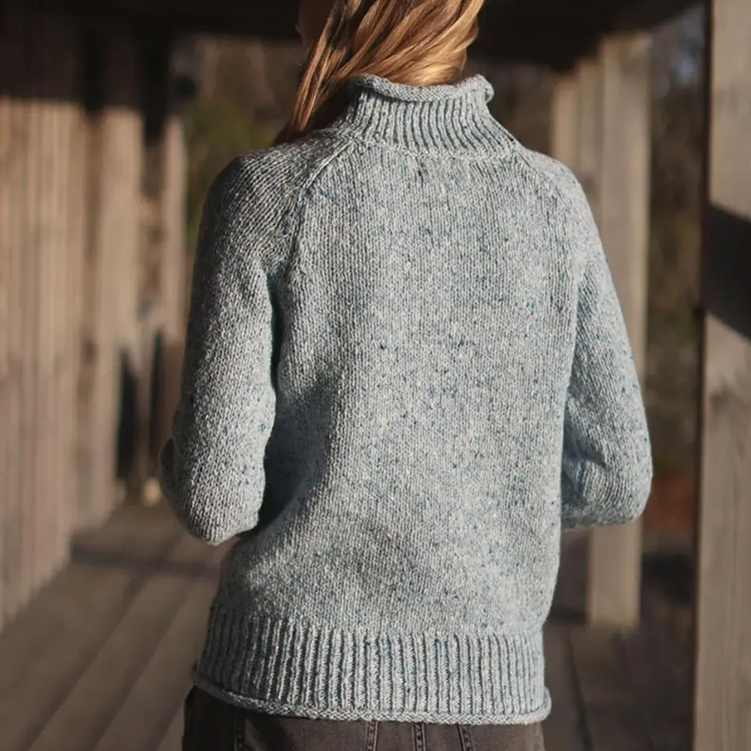 Turtle Neck Jumper - Blue Mist