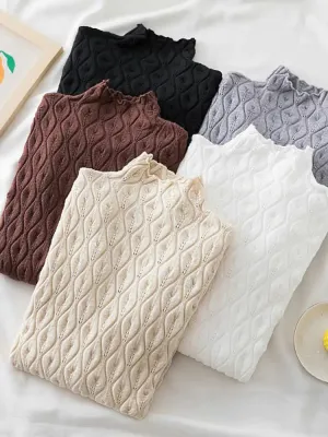 Turtleneck Autumn Winter Warm Pullover Slim Tops Knitted Sweater