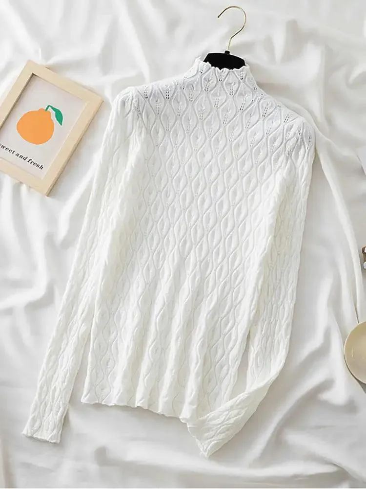 Turtleneck Autumn Winter Warm Pullover Slim Tops Knitted Sweater