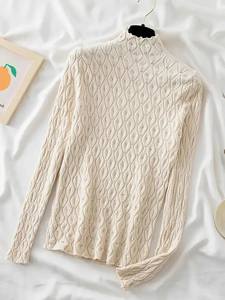 Turtleneck Autumn Winter Warm Pullover Slim Tops Knitted Sweater