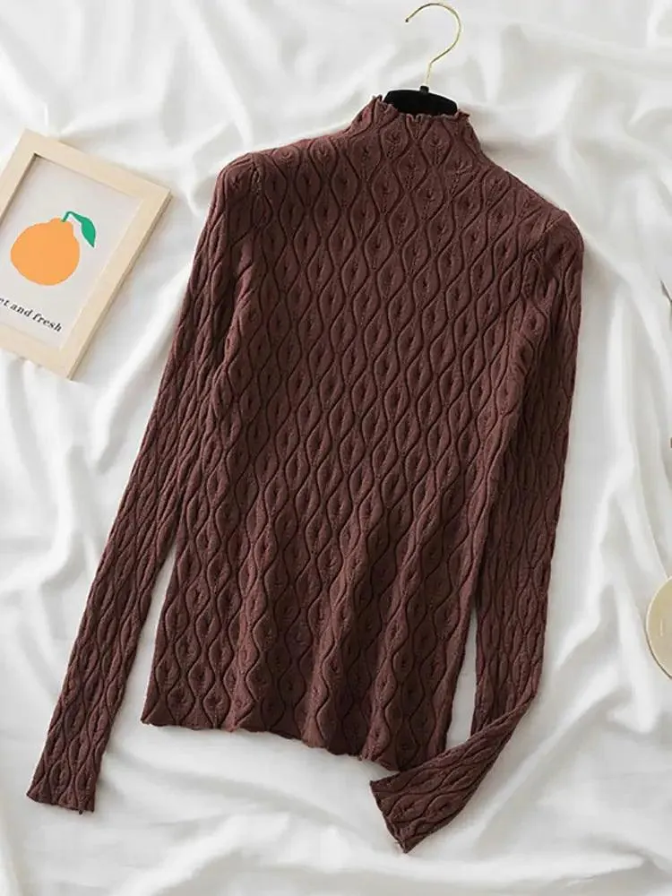 Turtleneck Autumn Winter Warm Pullover Slim Tops Knitted Sweater