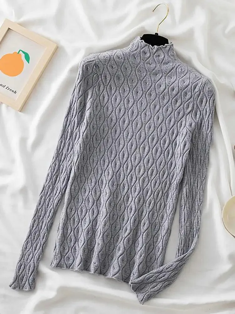 Turtleneck Autumn Winter Warm Pullover Slim Tops Knitted Sweater