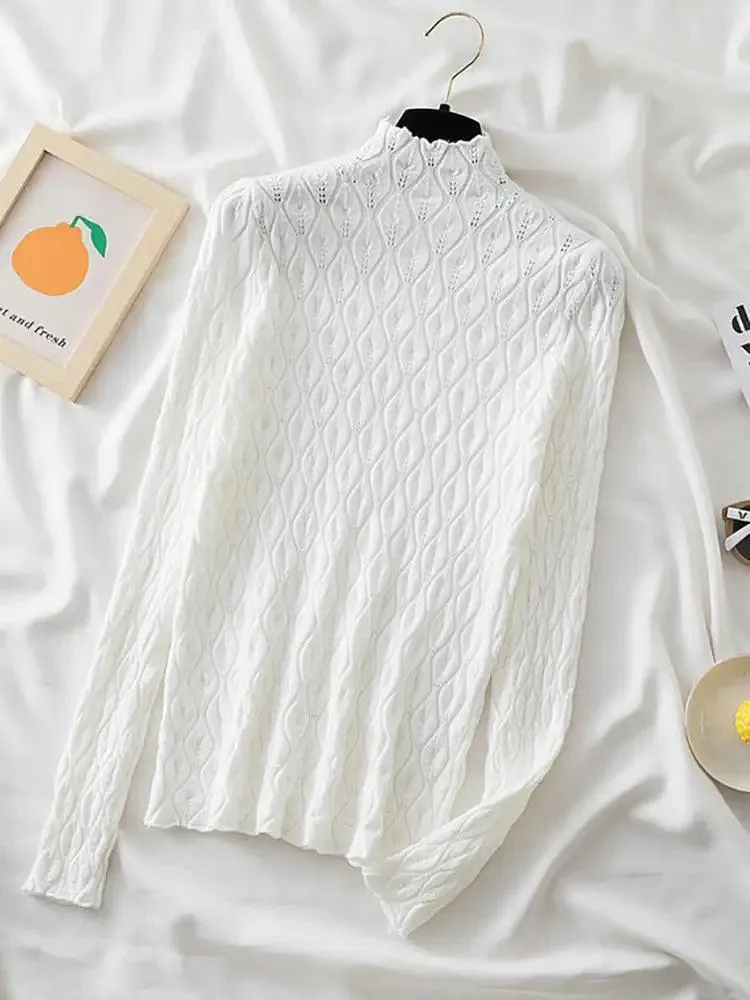 Turtleneck Autumn Winter Warm Pullover Slim Tops Knitted Sweater