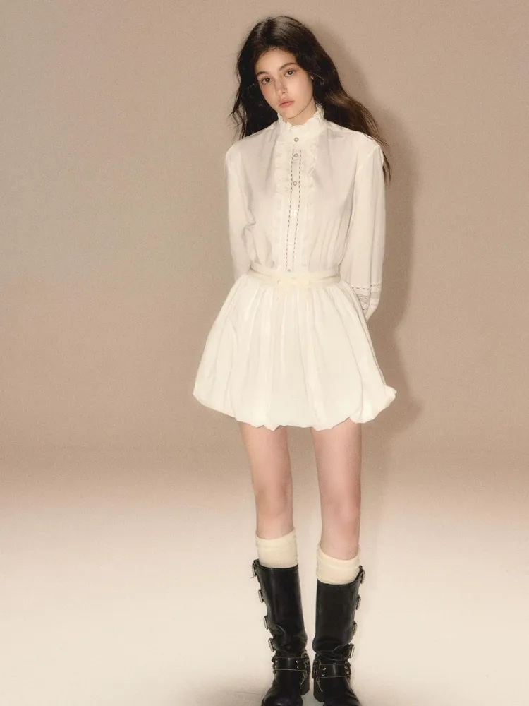 Turtleneck  lantern sleeve shirt【s0000003458】