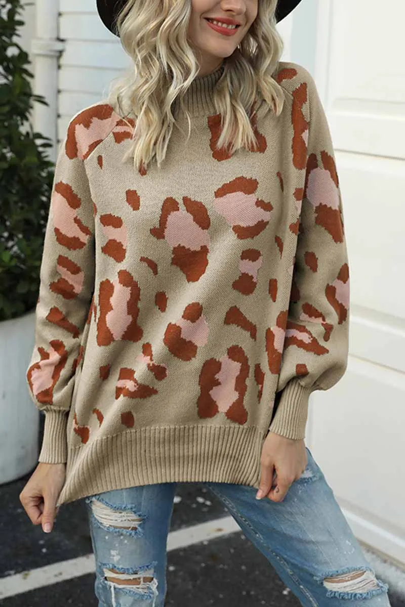 Turtleneck Loose Leopard Sweater