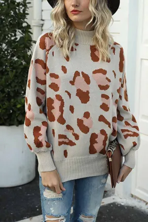 Turtleneck Loose Leopard Sweater
