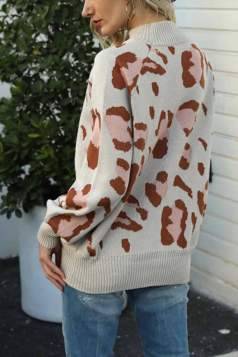 Turtleneck Loose Leopard Sweater
