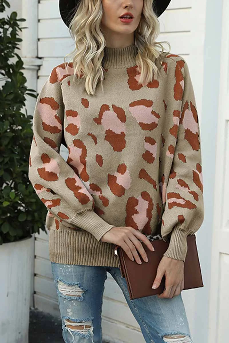 Turtleneck Loose Leopard Sweater