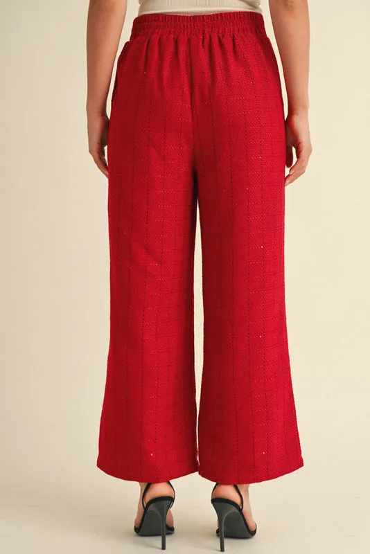 Tweed Check Pants with Pockets (Up to XL)