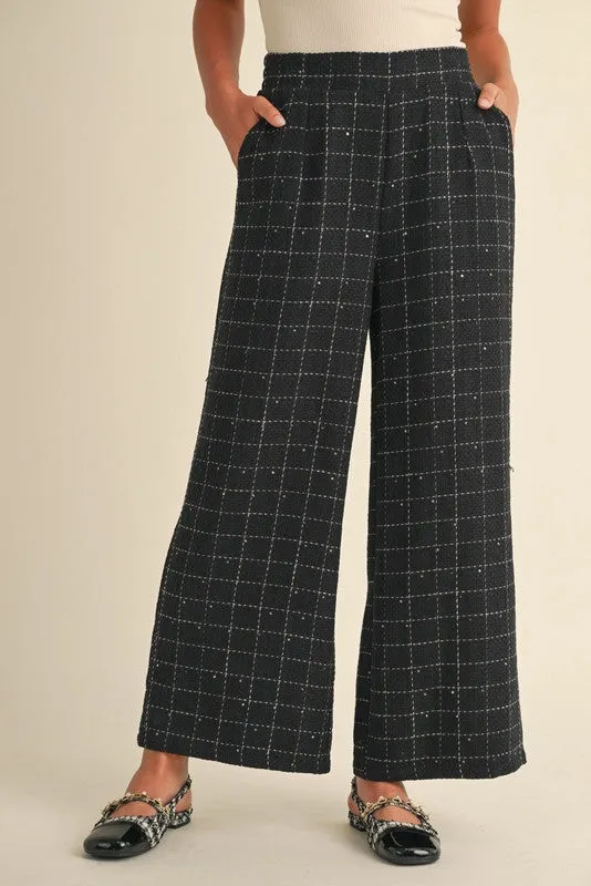 Tweed Check Pants with Pockets (Up to XL)