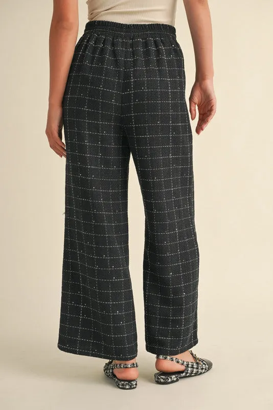 Tweed Check Pants with Pockets (Up to XL)