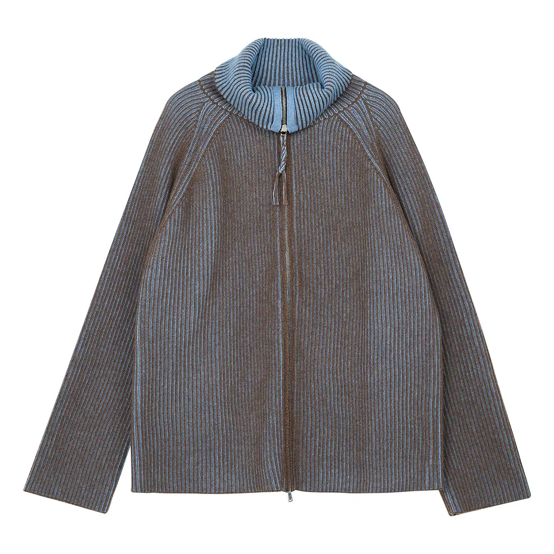 Two-Tone Ribbed Sweater Jacket