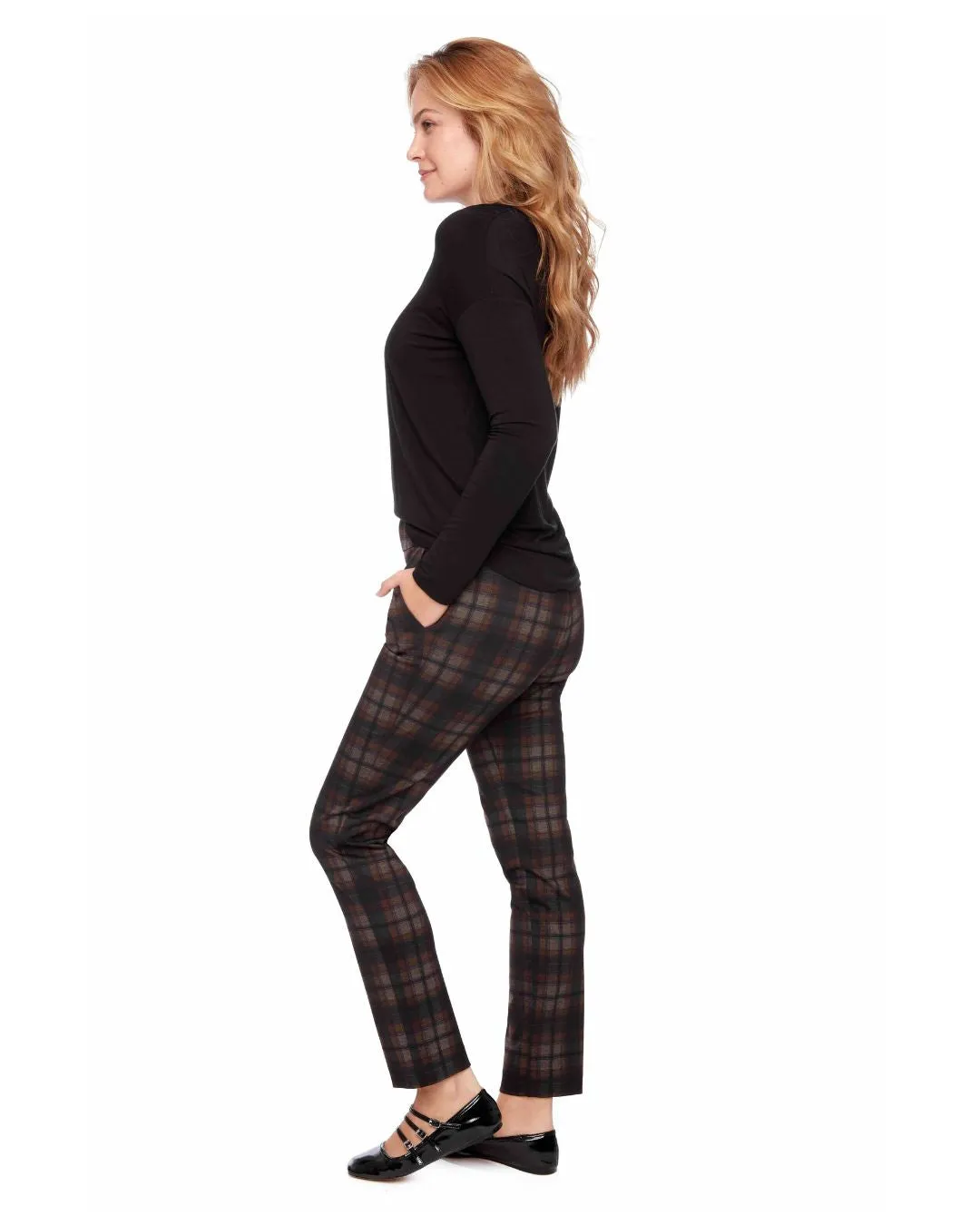 UP - 68238 Ballina Plaid Ponte Full Length Pant