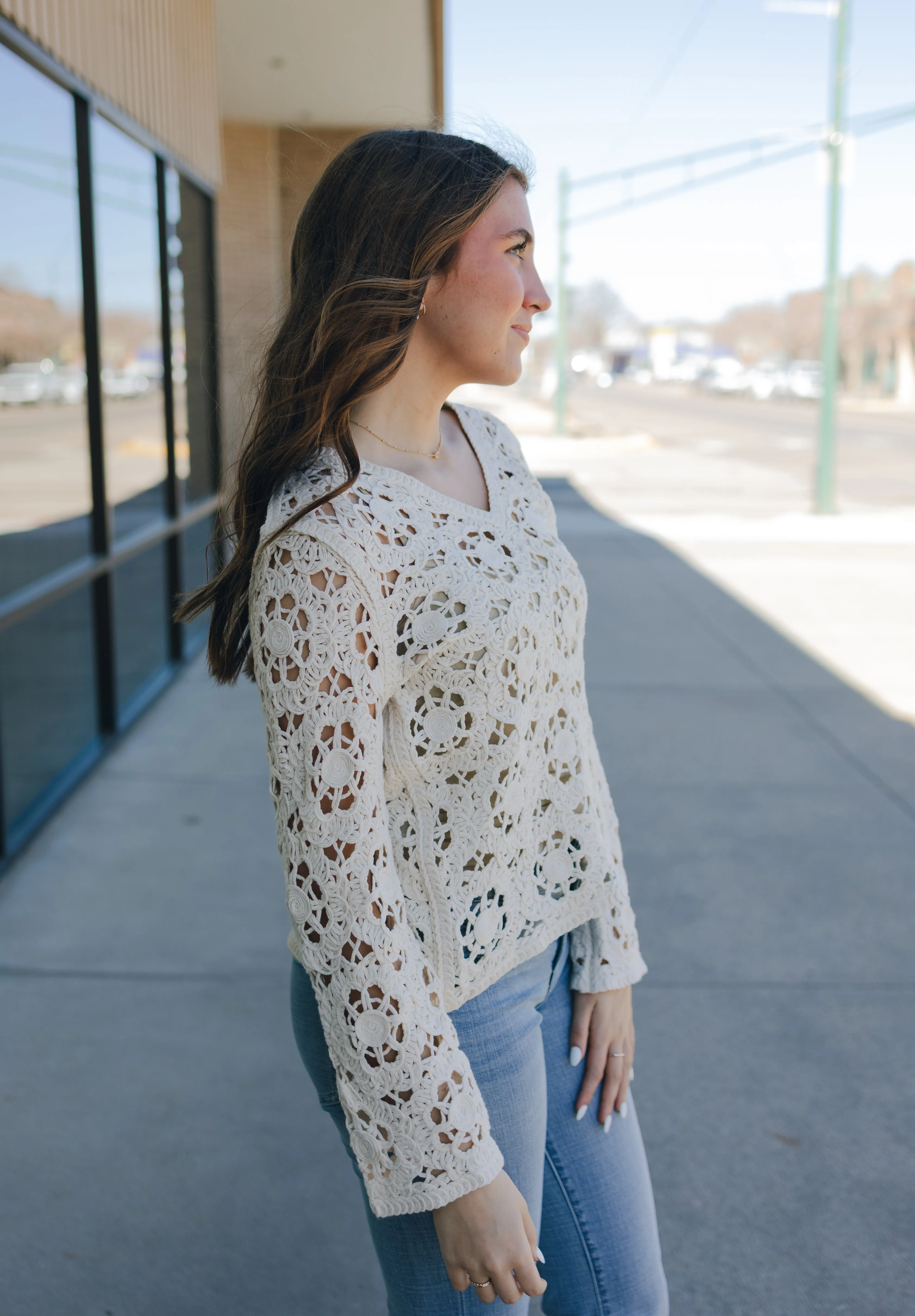V-Neck Bell Sleeve Sweater