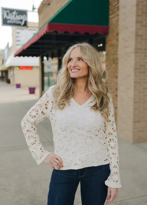 V-Neck Bell Sleeve Sweater
